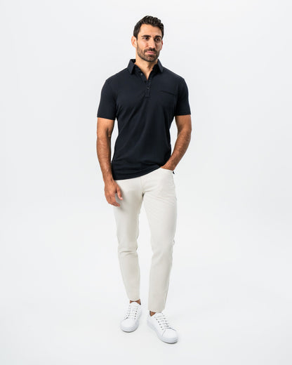 "The Mercury" Black Pique Polo