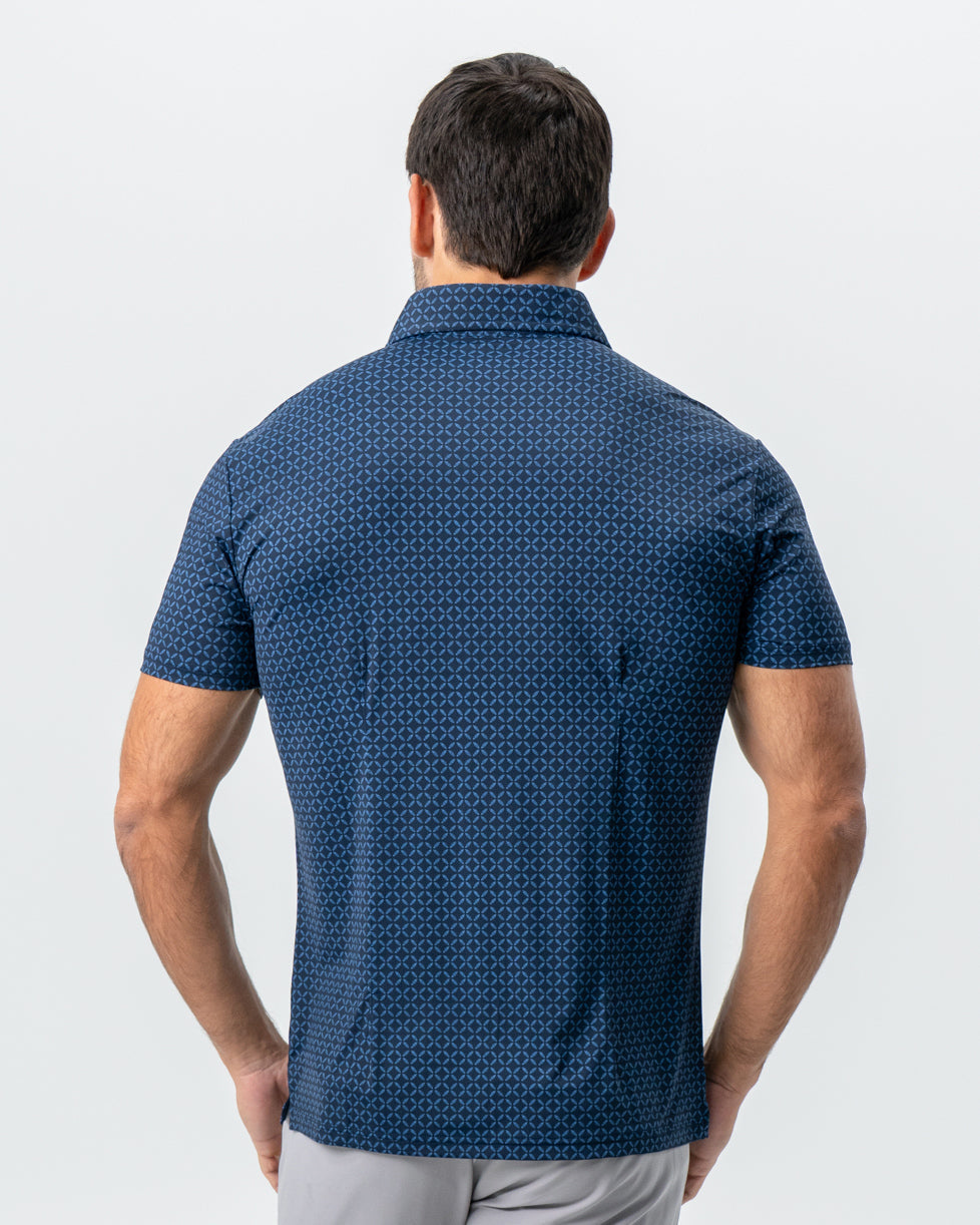 "The Zeus" Diamond Navy & Light Blue Circle Polo