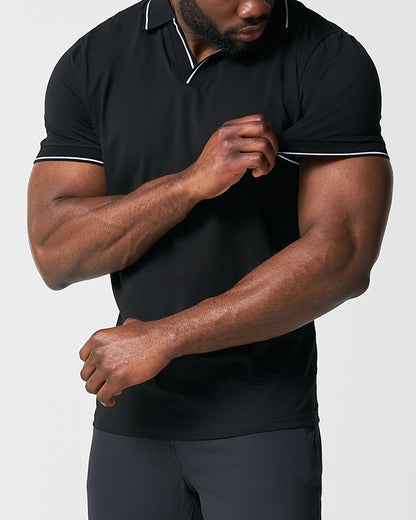 "The Gage" Black with White Tipped Polo