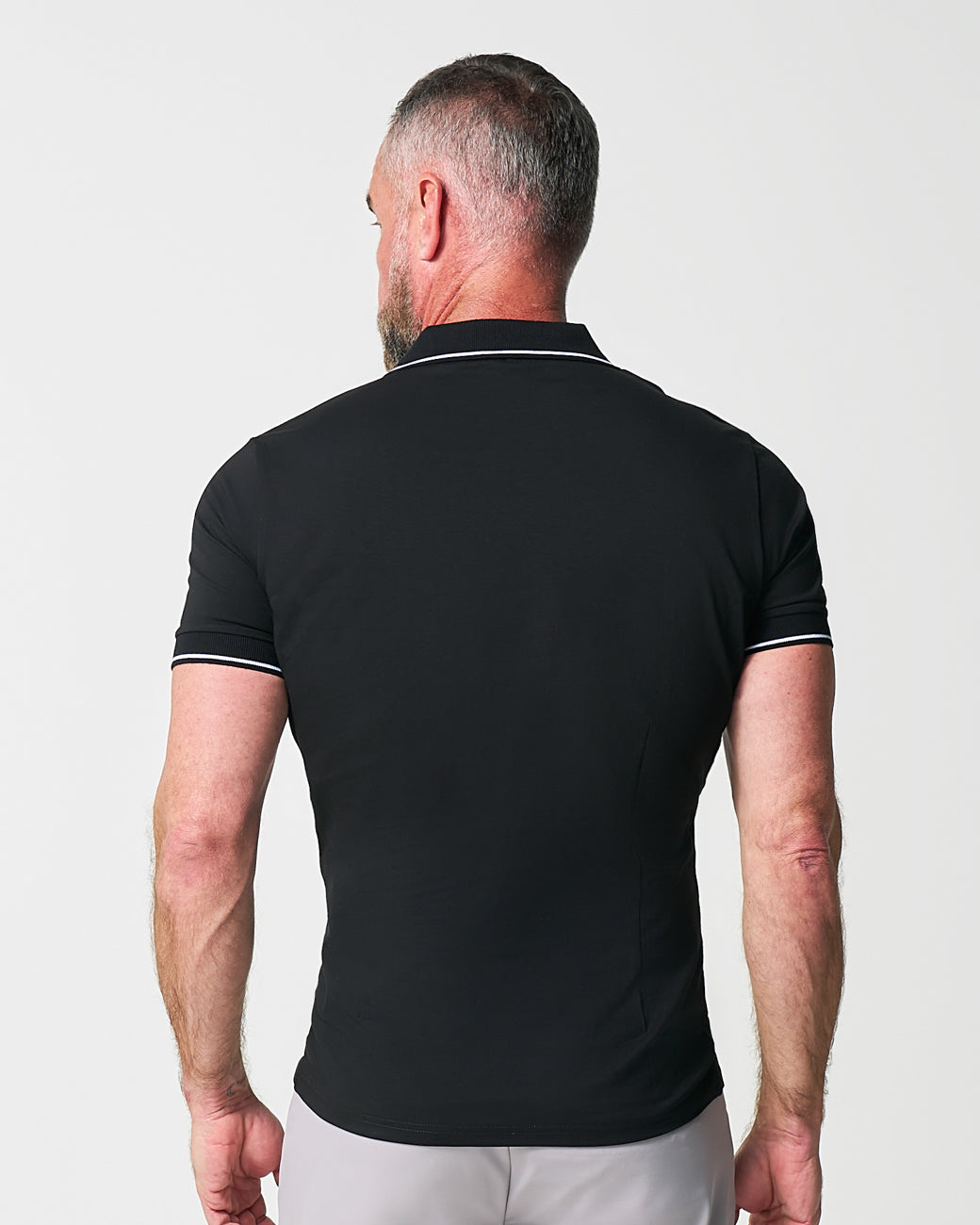 "The Gage" Black with White Tipped Polo
