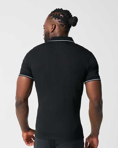 "The Gage" Black with White Tipped Polo