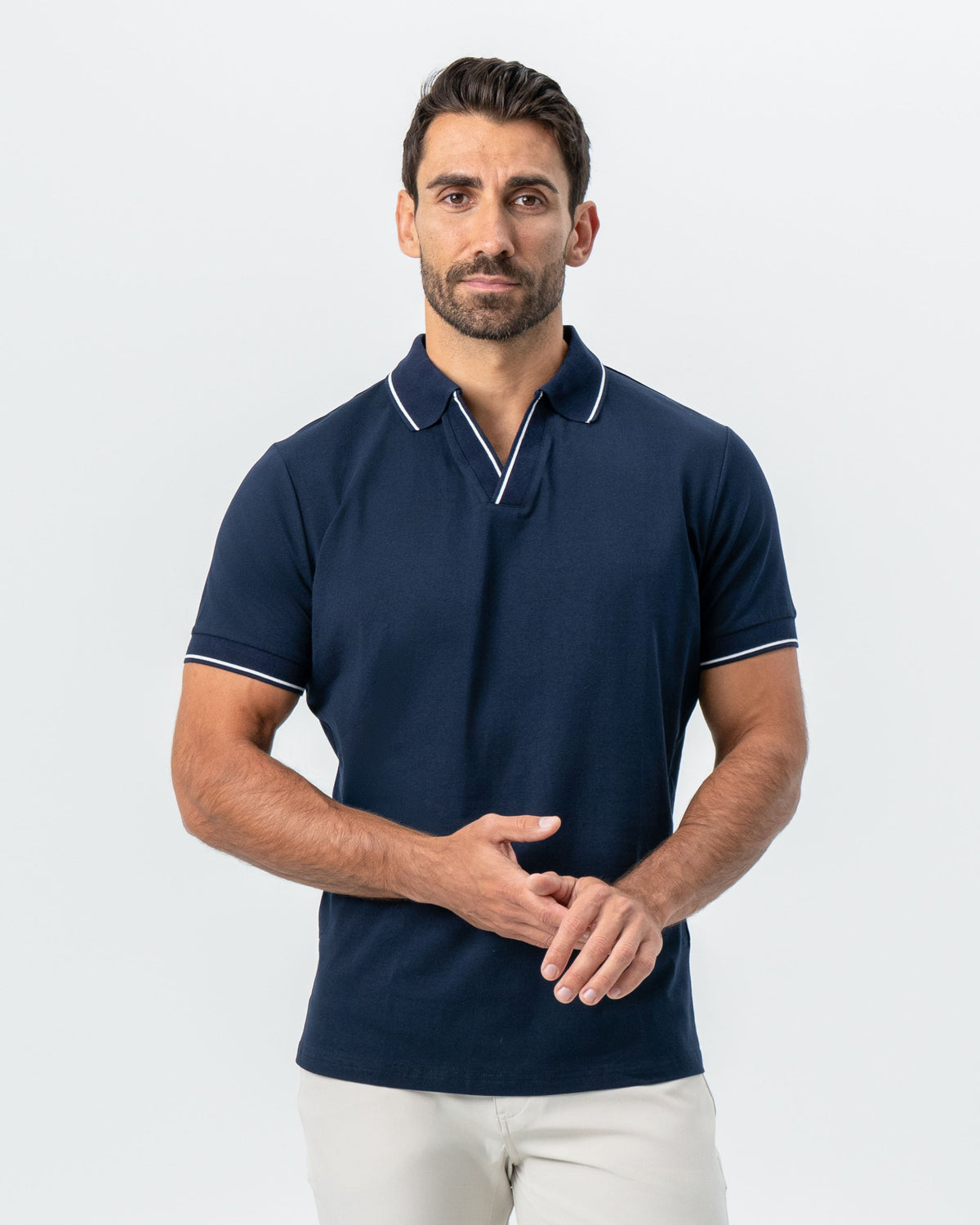 "The Rhett" Navy With White Tipped Polo