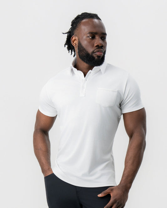 "The Noah" White Pique Polo
