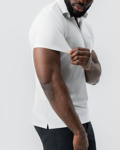 "The Noah" White Pique Polo