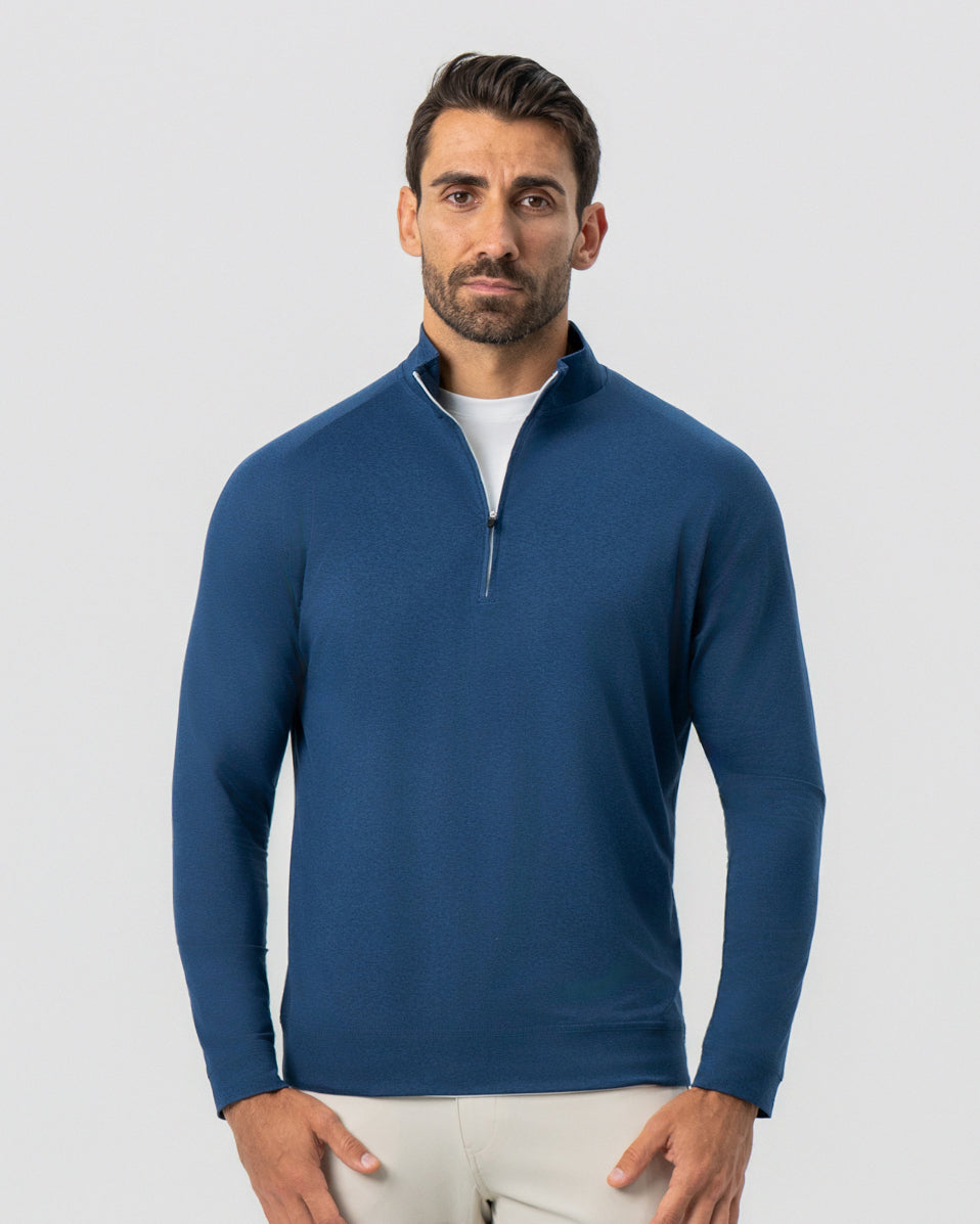 Tech Quarter Zip - Heathered Navy