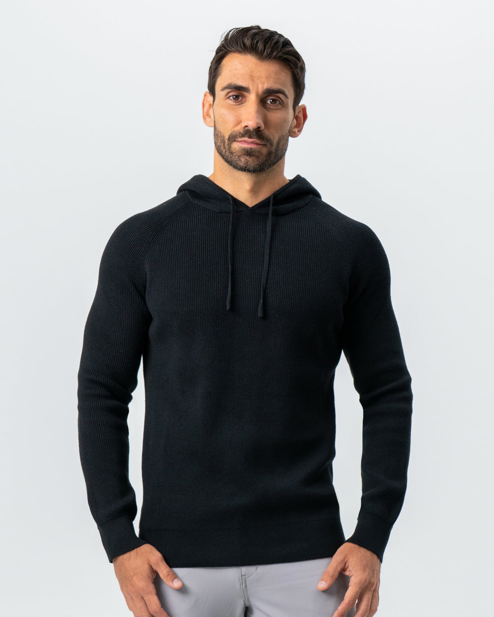 Heavy Knit Hoodie - Black