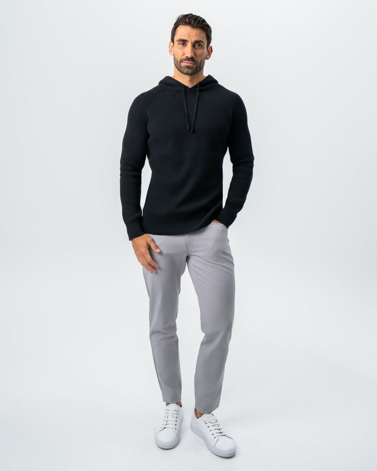 Heavy Knit Hoodie - Black