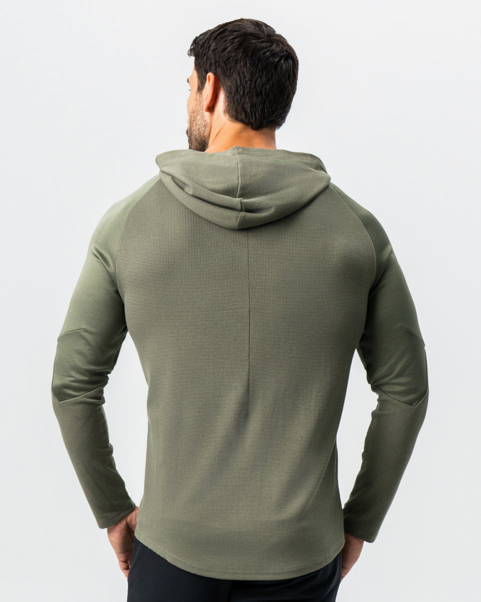 Waffle Knit Hoodie - Olive