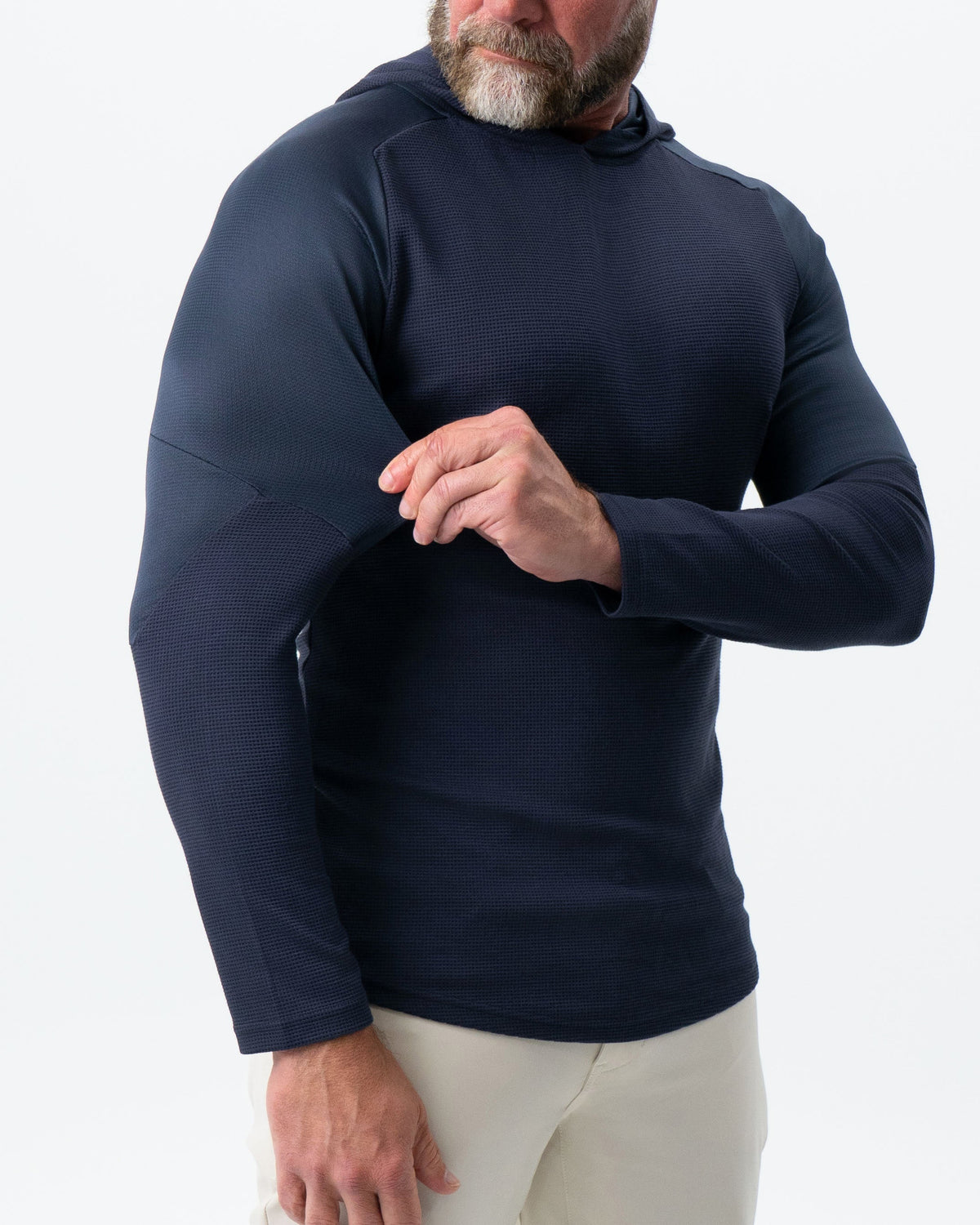 Waffle Knit Hoodie - Navy