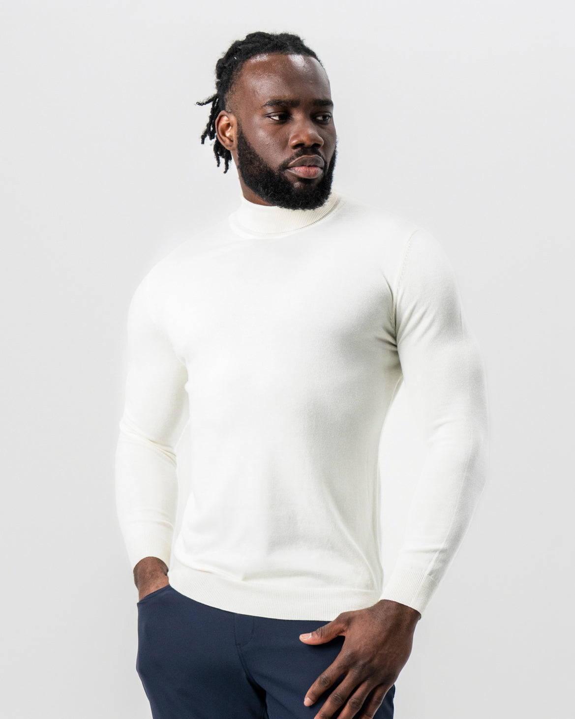Mid-Weight Wool Turtleneck - Cream