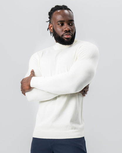Mid-Weight Wool Turtleneck - Cream