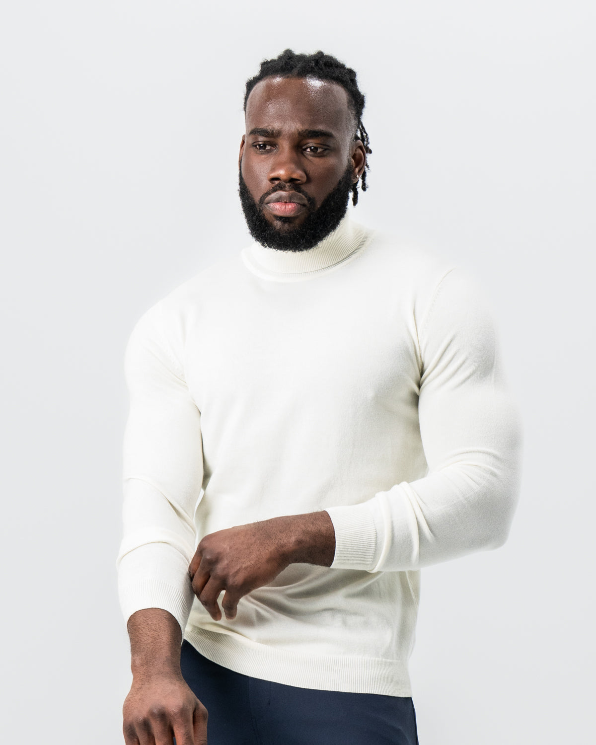 Mid-Weight Wool Turtleneck - Cream