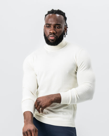 Mid-Weight Wool Turtleneck - Cream