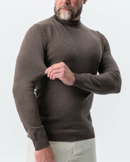 Mid-Weight Wool Turtleneck - Brown