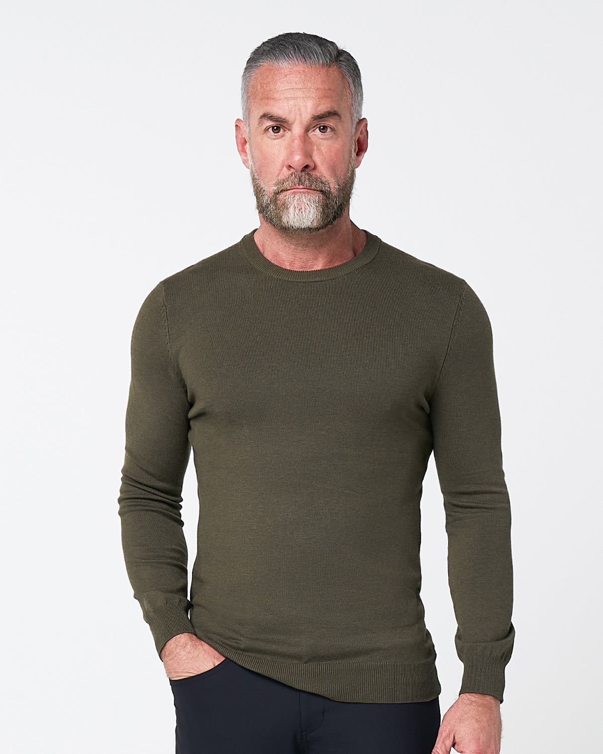 Mid-Weight Wool Crewneck - Olive