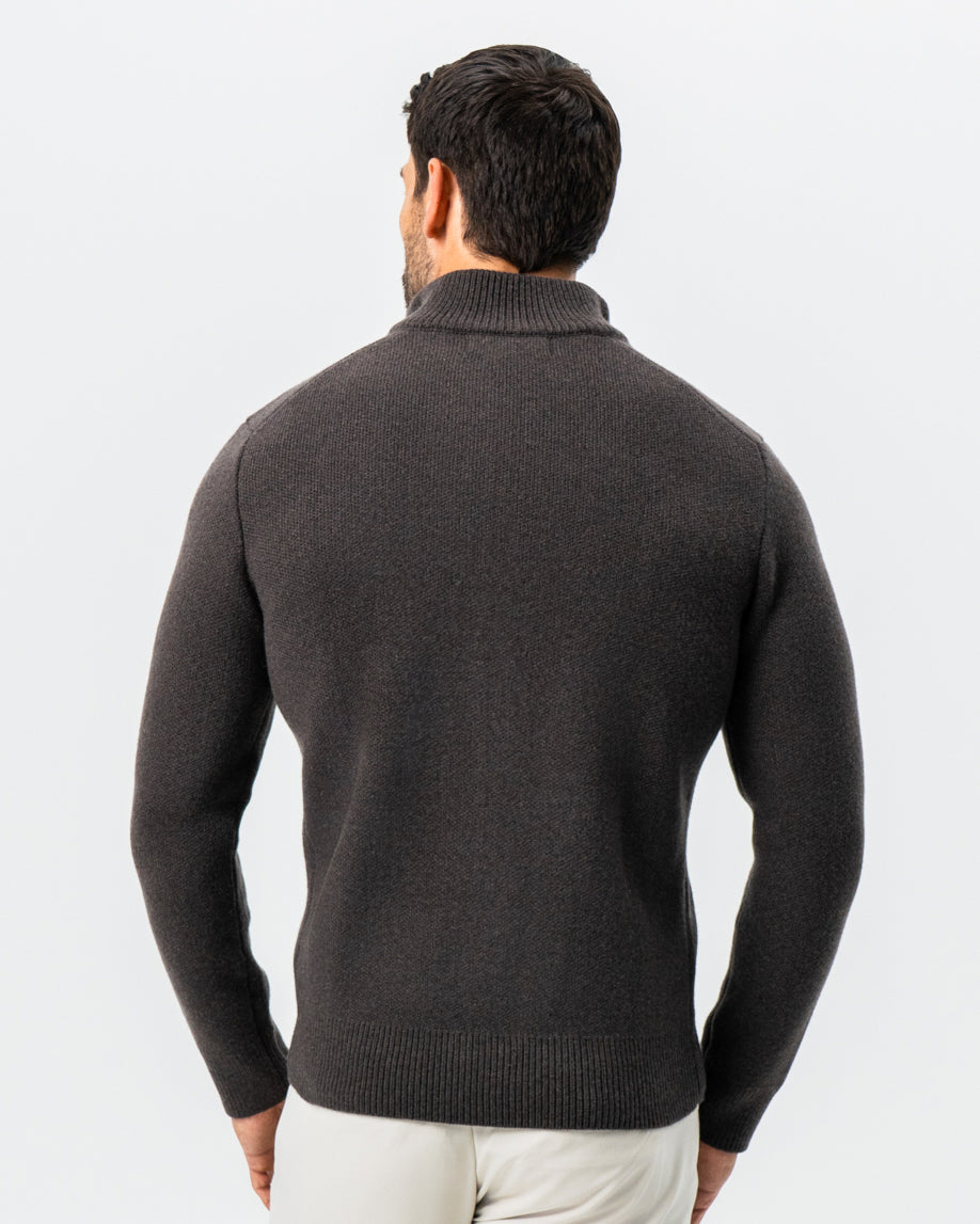 Knit Sweater Bomber - Brown