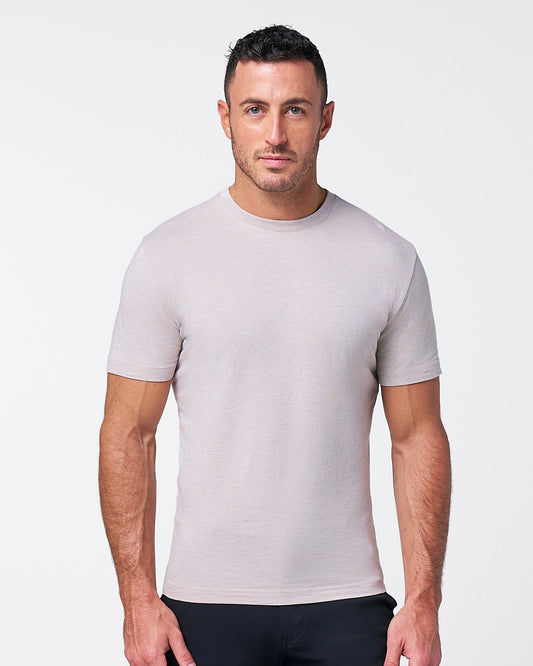 "The Sinclair" Heathered Cream Short Sleeve Crewneck