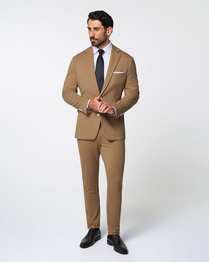 Athletic Fit Stretch Blazer - Solid Dark Tan